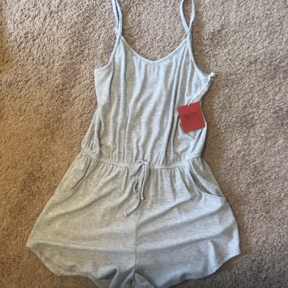 Gray stripped romper